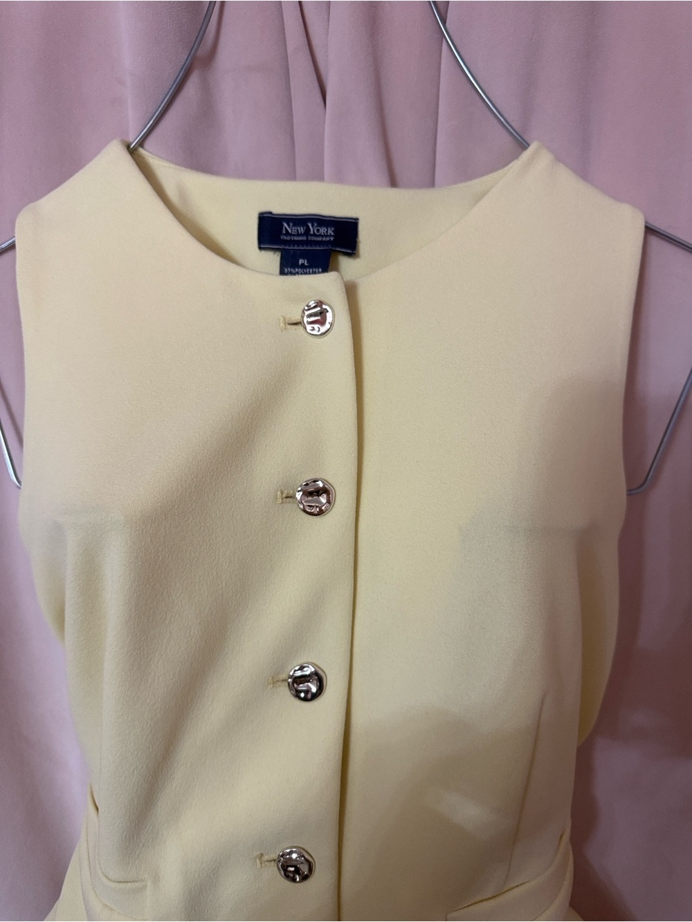 New York & Company Lemon Yellow Sleeveless Straight-Leg Jumpsuit size 10 - Picture 3 of 4